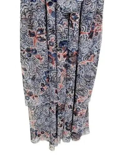 MISA Los Angeles Anthropologie MISA Nicola Floral Mesh Halter Midi Dress Blue Size XS NWT