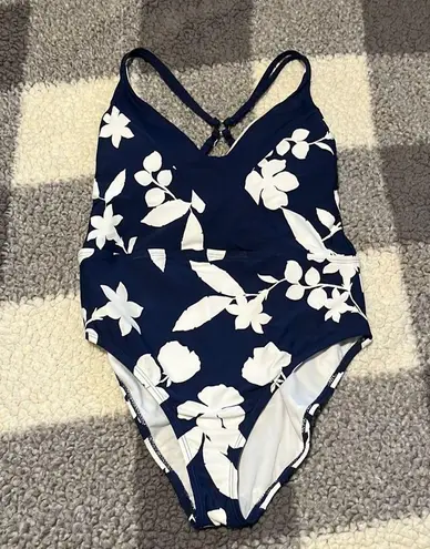 Cole of California Women’s Blue White Floral One Piece Swimsuit Retro Small