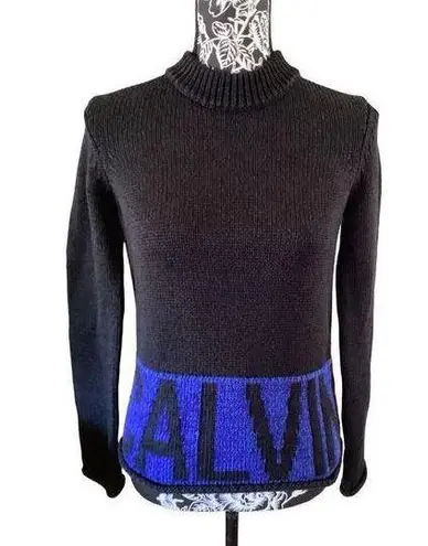 Calvin Klein  Heavyweight High Collared Tight Knit Sweater Logo Winter Fall Desig