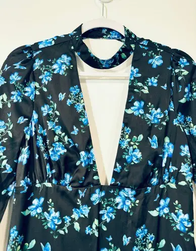 Majorelle Stellina Dress Floral Choker Neckline Backless Long Gown with Slit