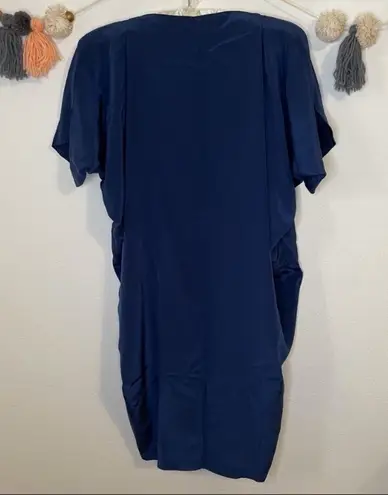 Vince  100% silk V-neck shift Draped Dress Size XS navy blue