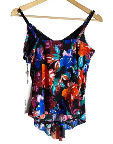 Magicsuit Flower Child Floral Separate Rita Ruffle Tankini Swimsuit Top Size 12 Blue