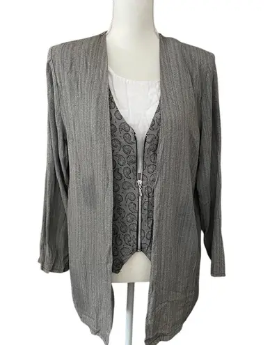 Touché L.A Vintage 1980 Women’s’s Gray Jacket/Vest Pant Suit Size Large