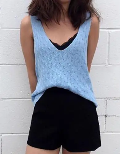 American Apparel  Cable Knit Breezy Blue Tank Top