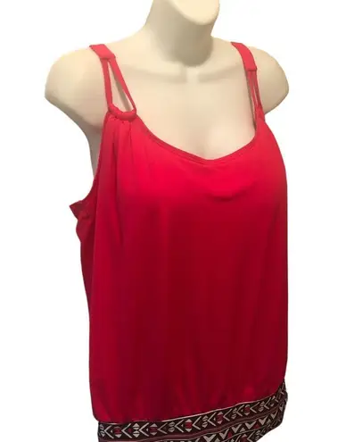 Swimsuit For All Swimsuits For All Pink Blouson Tankini Swim Top Sz 16 Shelf Bra Colorful Hem