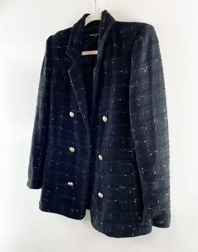 Generation Love Maverick Windowpane Tweed Blazer Jacket Black Small