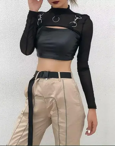 Punk Gothic Bondage O Ring Mesh Sleeves New Size M