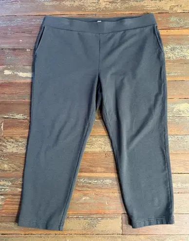 Pure Jill Afinnity French Terry Pima Cotton Slim Crop Pant ~ Size Large 💚🍄 Gray