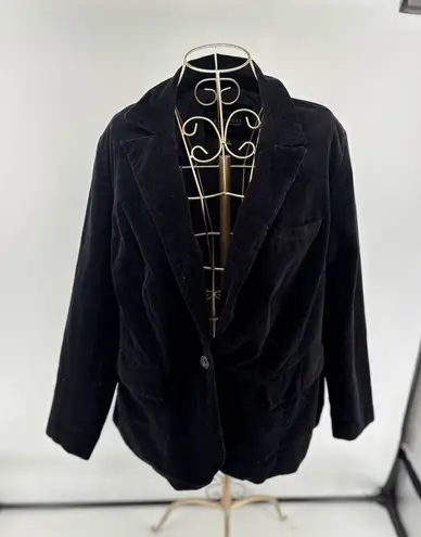 Eloquii 97% Cotton Black Velvet One Button Jacket Blazer Women’s Size 16