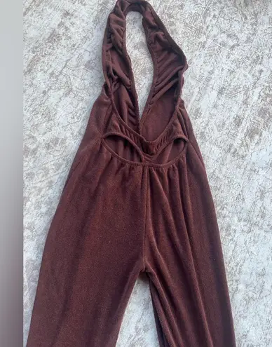 Edikted Dolls Kill Terri Open Back Brown Jumpsuit Size Small