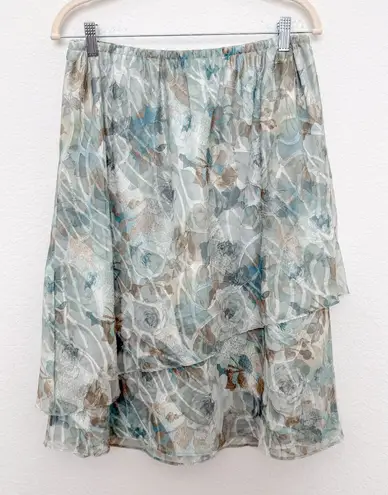 R & M Richards VTG Womens Skirt Size 16 Blue Fairy Floral Cottage Pastel Romantic