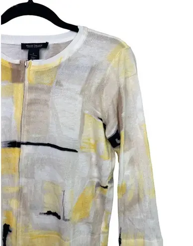 White House | Black Market  Zipper Stretch Light Weight Cardigan S Yellow White Blk