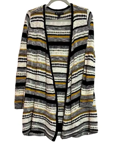 INC International Concepts Open Cardigan Crochet Striped Medium Black