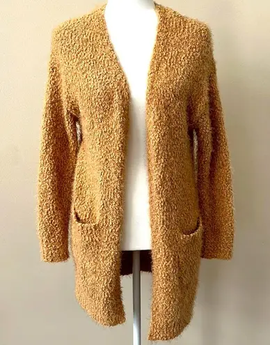 Love Tree - Popcorn Textured Long Sweater Cardigan - Caramel - Size Large