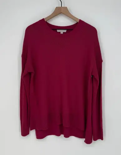 Chelsea28 Chelsea-28 Sweater Womens S Burgundy Viscose Tight Knit High Low Hem Round Neck