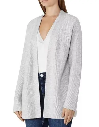 Reiss  Marley Ribbed Open Cardigan Grey Wool