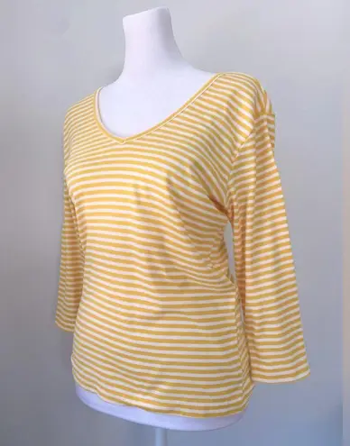 Esprit Vintage Y2K Yellow & White Striped Long Sleeve T-Shirt