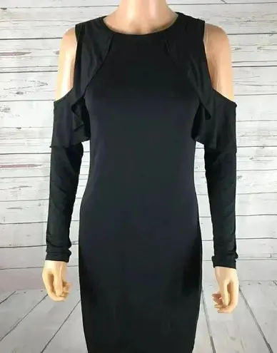 Three Dots  Black Long Sleeve Cold Shoulder Jersey Sheath Dress NWT SMALL