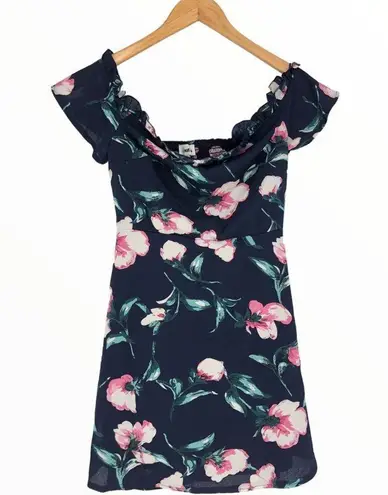 About Us Dulipa Dress in Navy Floral Off Shoulder Mini Dress size Small Revolve