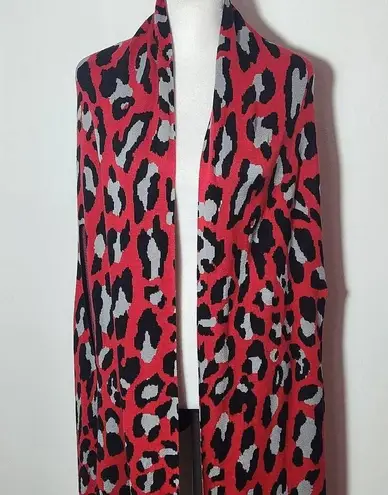 Colleen Lopez Red Leopard Print Open Front Shrug Size XL/1X Red Leopard Cardigan - Image 3