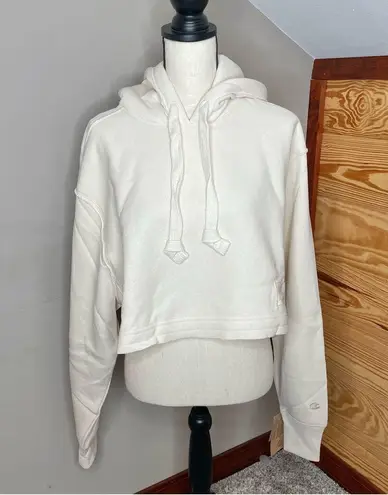 Champion Reverse Weave Natural State Cropped Hoodie Off White Cream Medium NWT