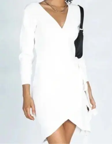 Princess Polly  Daya White Knit Wrap Mini Dress S/M NWT