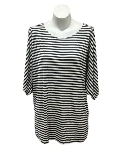 Agnes & Dora Women's XL Black Striped 3/4 Sleeve Top Casual