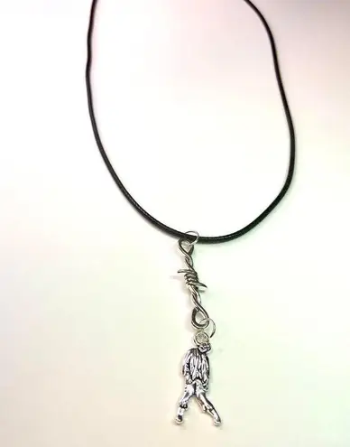 Handmade Y2K Gothic Punk PU leather Necklace , Wire with hanging man zombie pendants