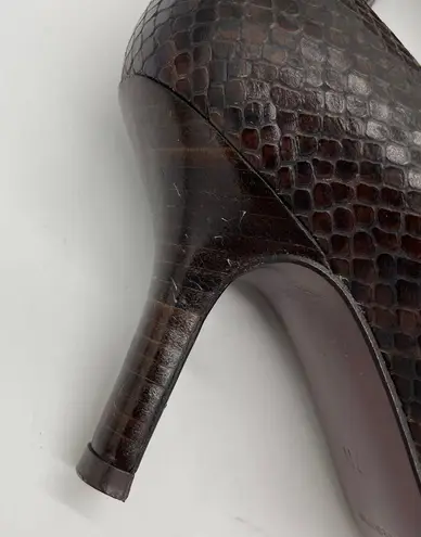 Halston Brown Reptile Pump Heels
