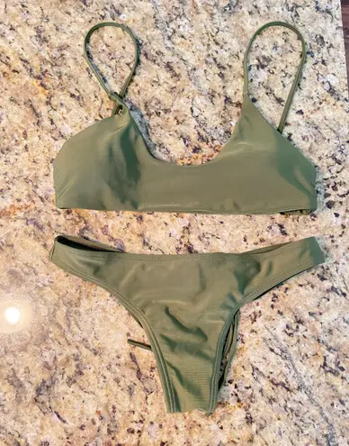 Army Green Push Up Brazilian Bikini Two Piece - Image 4