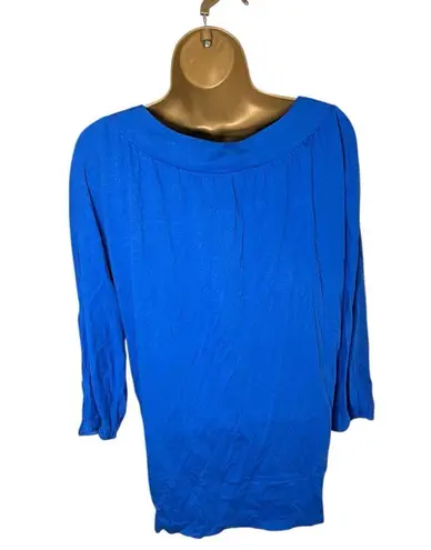 Fashion Bug V-Neck 3/4 Sleeve Batwing Top Blue Large