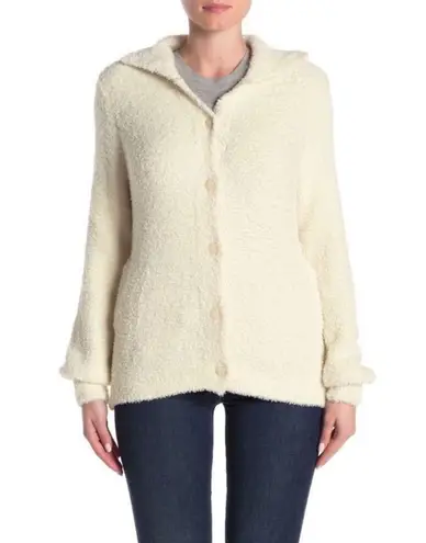 Susina Teddy Fleece Knit Cardigan Sweater Ivory S