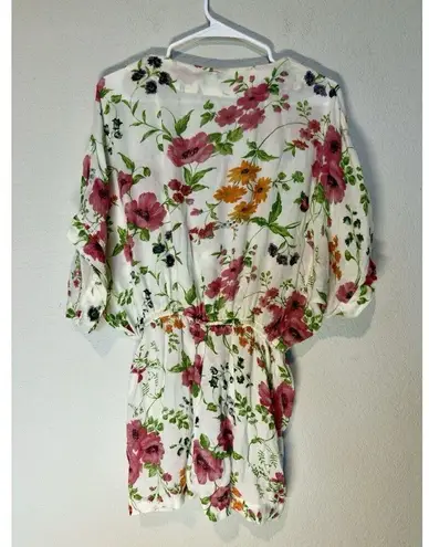 Under Protection Romper Women M Floral Print Short Sleeve V