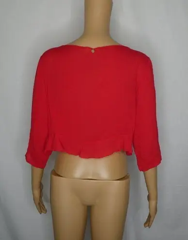 For Love & Lemons  Toledo Tie Front Crop Top Red