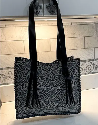 Kenzo Tote Denim Blue and White Patterned Tote Bag with Denim Sneakers. Size 38 Black