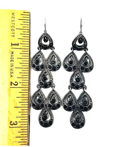 Gunmetal chandelier statement fashion earrings