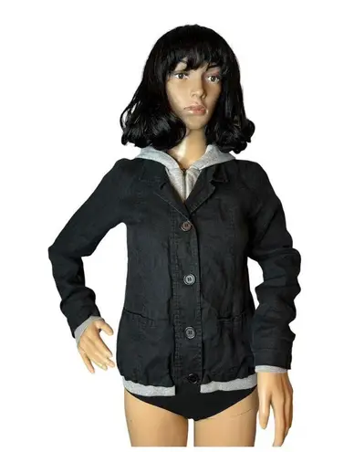 Central Park West Sahara Hooded jacket in Linen Black & Gray size XS
