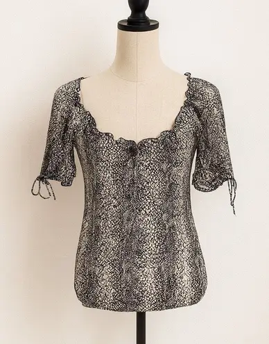Energie Women’s Size S Snake Print Short Sleeve Tie Blouse