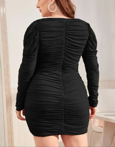Sweetheart Neck Ruched Dress Black Size 18 plus