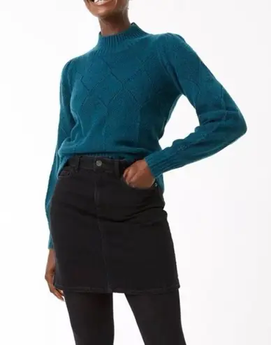 Fat Face UK Lara pointelle wool blend jumper sweater 14 Blue