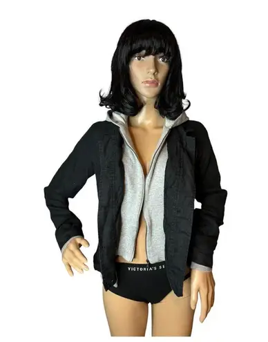 Central Park West Sahara Hooded jacket in Linen Black & Gray size XS