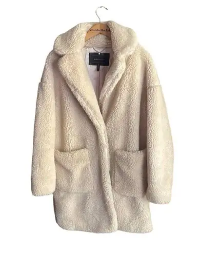 BCBGMAXAZRIA Willow Faux Fur Shearling Coat Ivory