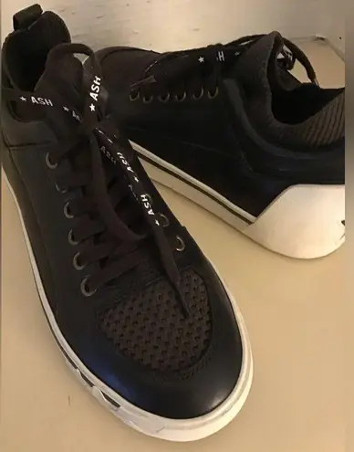 Ash women black leather platform sneaker shoes US 6.5 Euro 37
