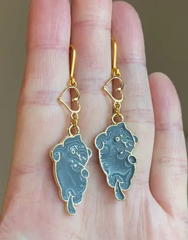 Handmade Kawaii cute cat heart dangle earrings✨