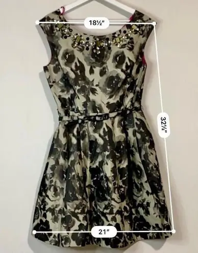 Eliza J . Women’s Cocktail Dress Pockets Floral Printed Gray Black Size 8 EUC