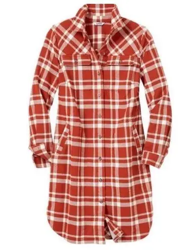 Duluth Trading Co. Orange Duster Flannel White Size M
