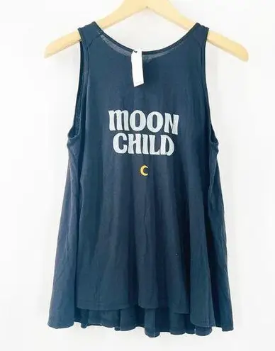 MICHELLE BY COMUNE Tank Moon Child Extra Small Swing Tie Back Boho Astrology NWT Black Size XS