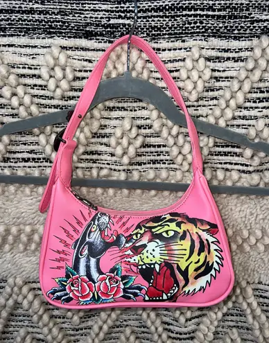 Ed Hardy x Siberia Hills Y2K Pink Purse Shoulder Bag Tiger