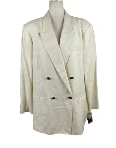 Jennifer Moore VTG  100% Linen Double Breasted Career Blazer Cream Oversized 18W