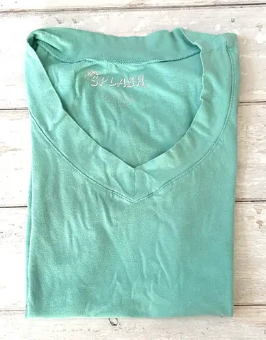 Splash  M Womens Vneck Teal Blue Shirt Short Sleeves Size Medium - Image 1
